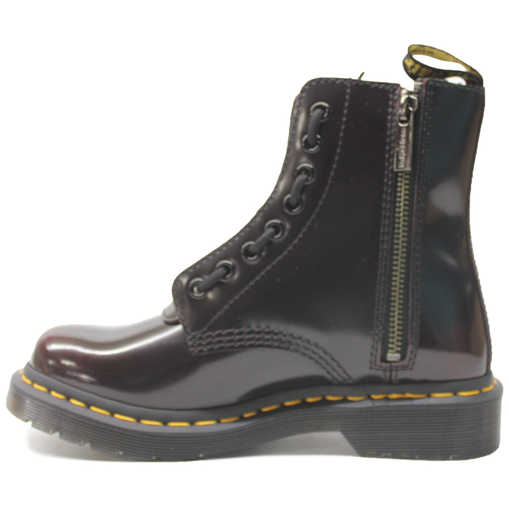 Dr. Martens 1460 Pascal Front Zip Arcadia Leather Women's Ankle Boots#color_cherry red