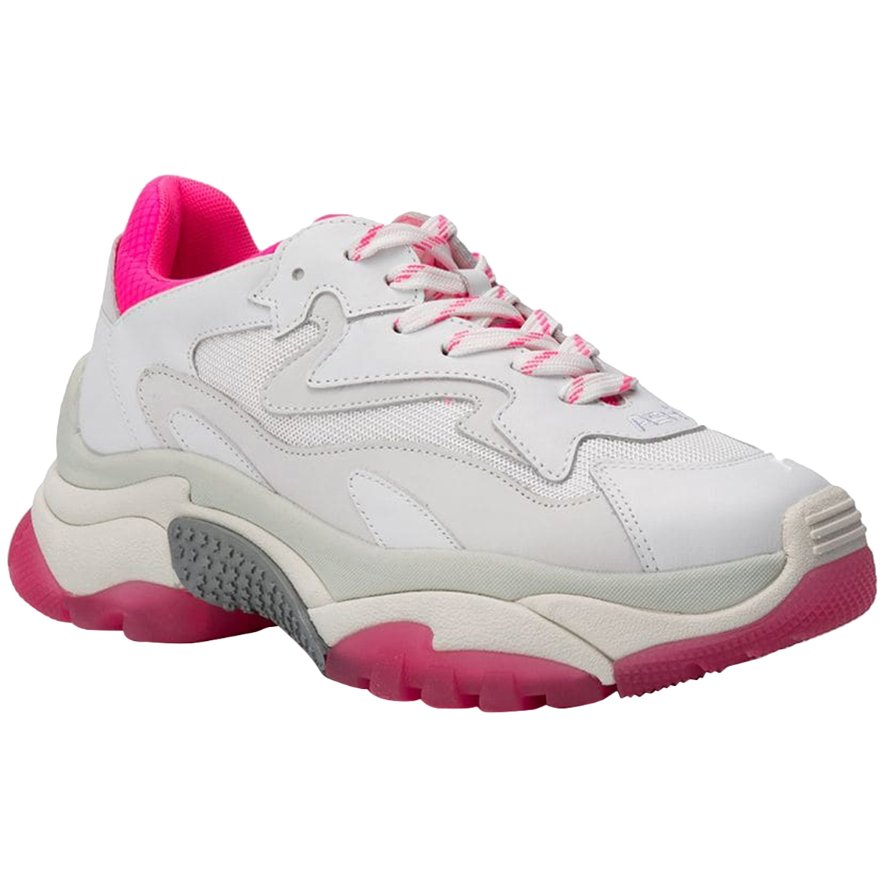 Ash Addict Leather Mesh Women's Low-Top Trainers#color_white flo pink
