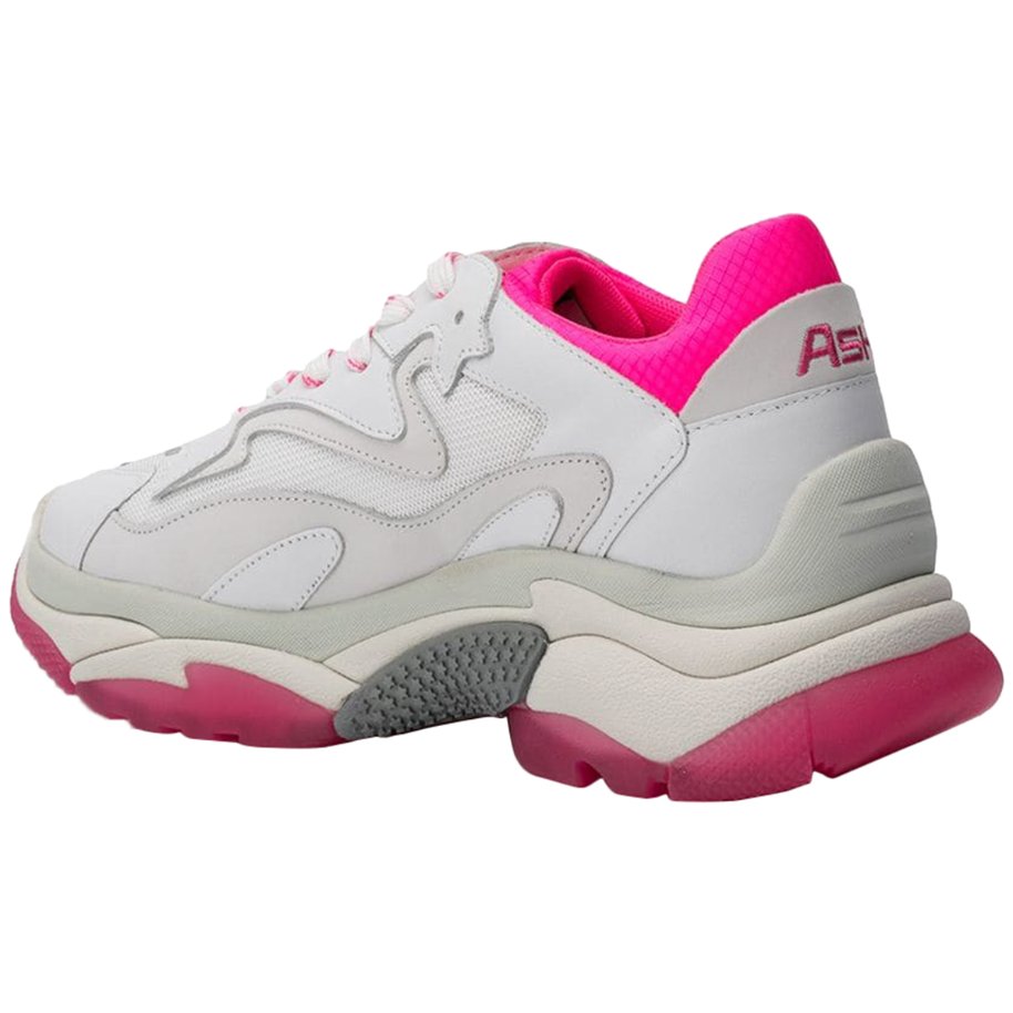 Ash Addict Leather Mesh Women's Low-Top Trainers#color_white flo pink