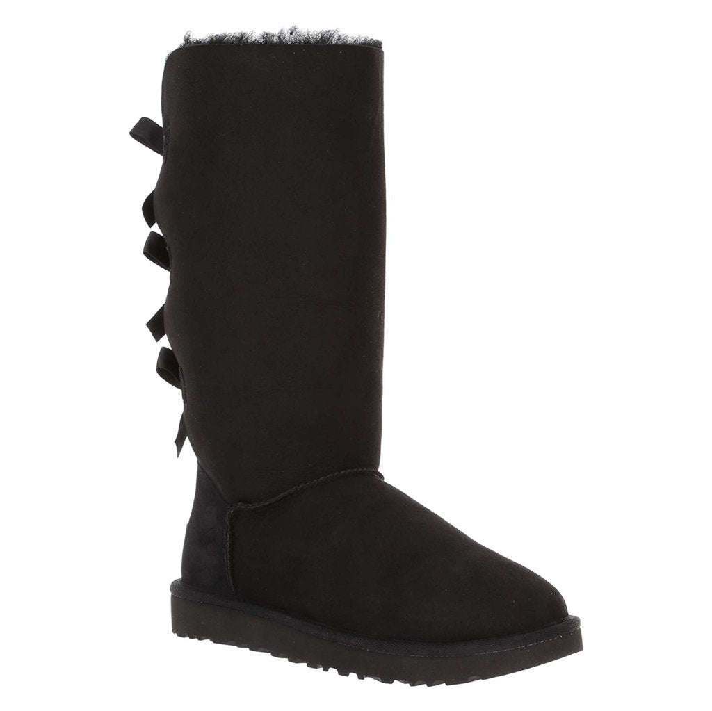 UGG Bailey Bow II Water Resistant Suede Sheepskin Women's Tall Winter Boots#color_black