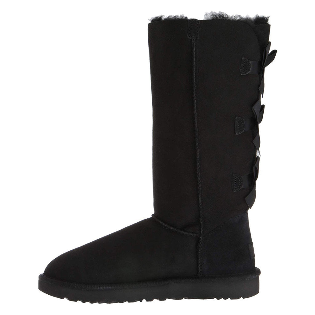 UGG Bailey Bow II Water Resistant Suede Sheepskin Women's Tall Winter Boots#color_black
