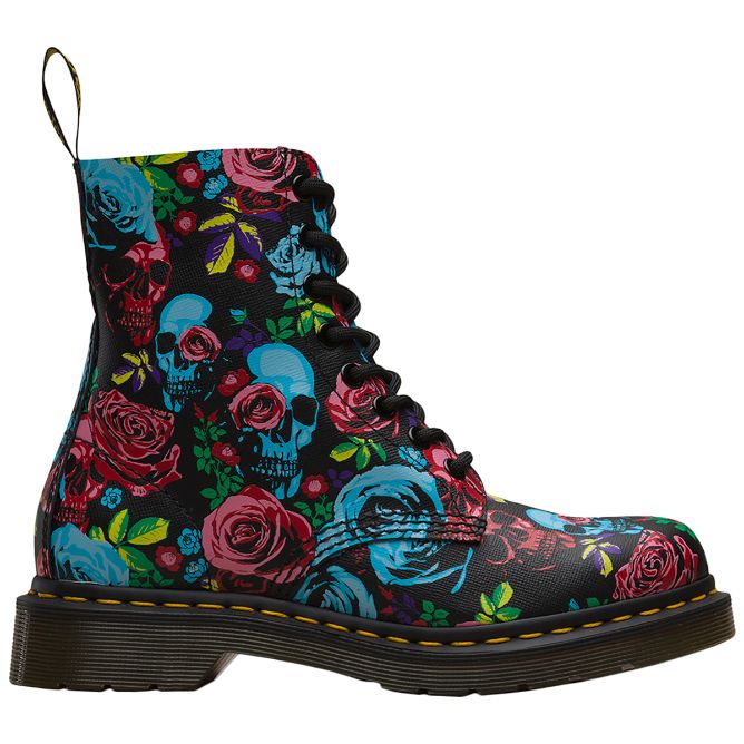Dr. Martens 1460 Pascal Rose Backhand Leather Women's Ankle Boots#color_multi rose fantasy