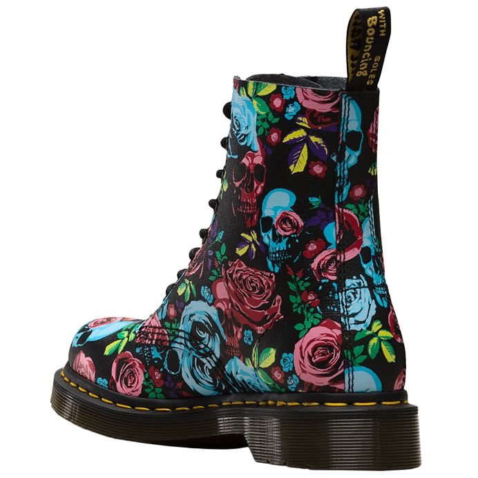 Dr. Martens 1460 Pascal Rose Backhand Leather Women's Ankle Boots#color_multi rose fantasy