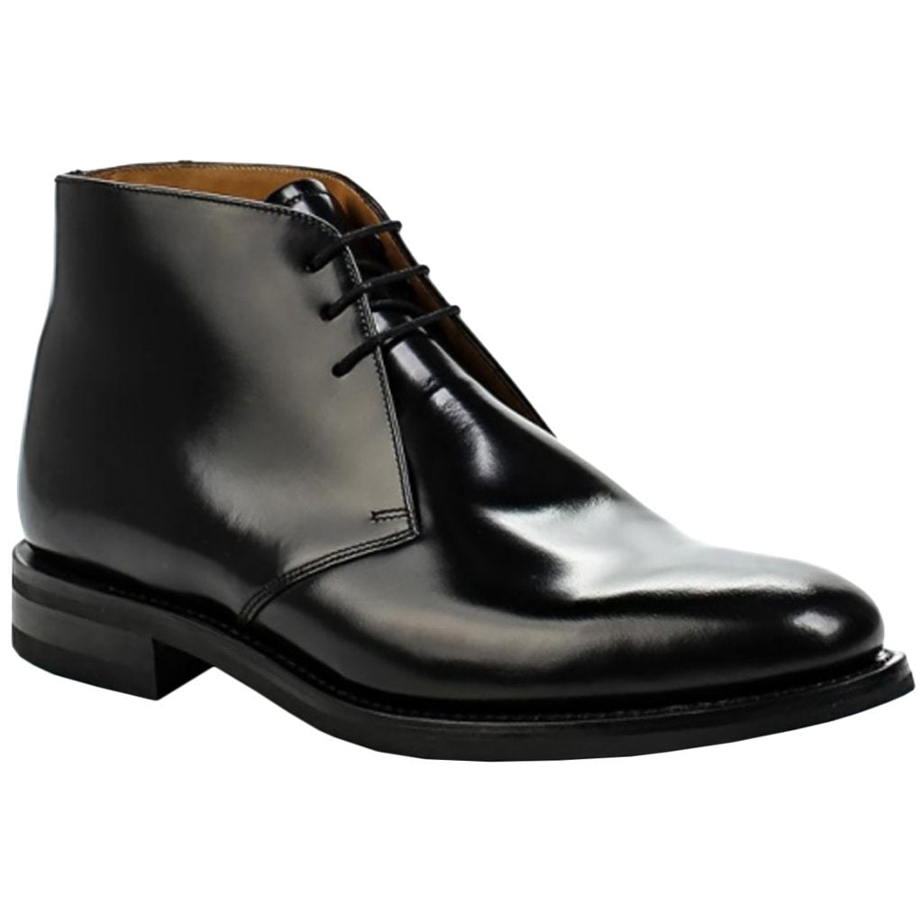 Loake Polished Chukka Leather Mens Boots#color_black