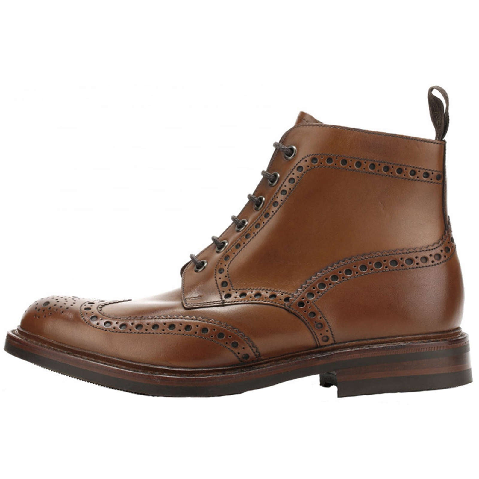 Loake Bedale Burnished Leather Men's Brogue Derby Boots#color_brown