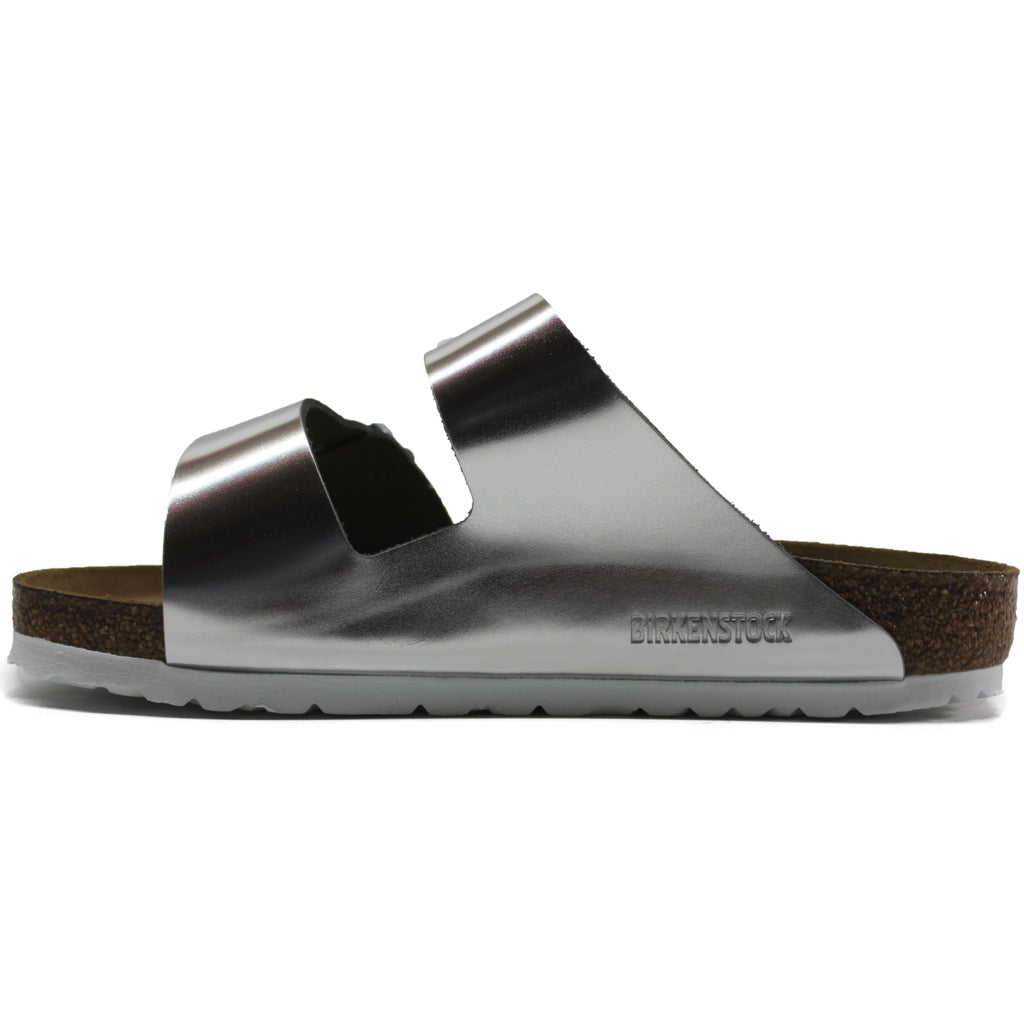 Birkenstock Arizona Soft Footbed Natural Leather Womens Sandals#color_silver