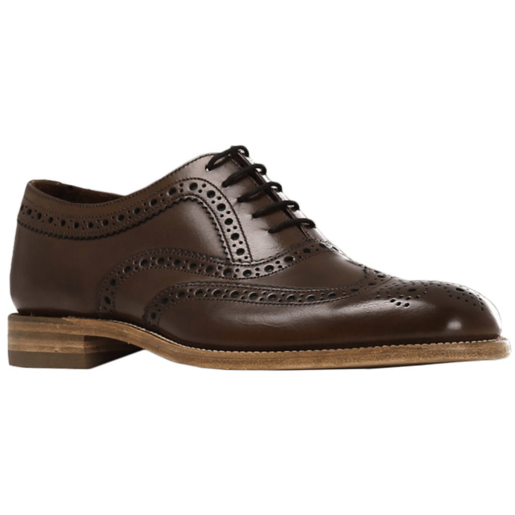 Loake Fearnley Polished Leather Men's Brogue Shoes#color_dark brown