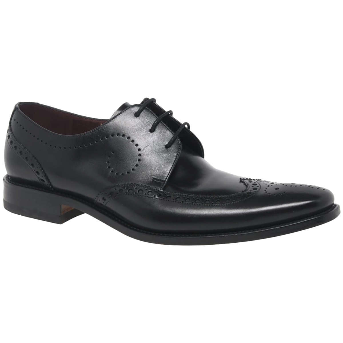 Loake Kruger Polished Leather Men's Brogue Shoes#color_black
