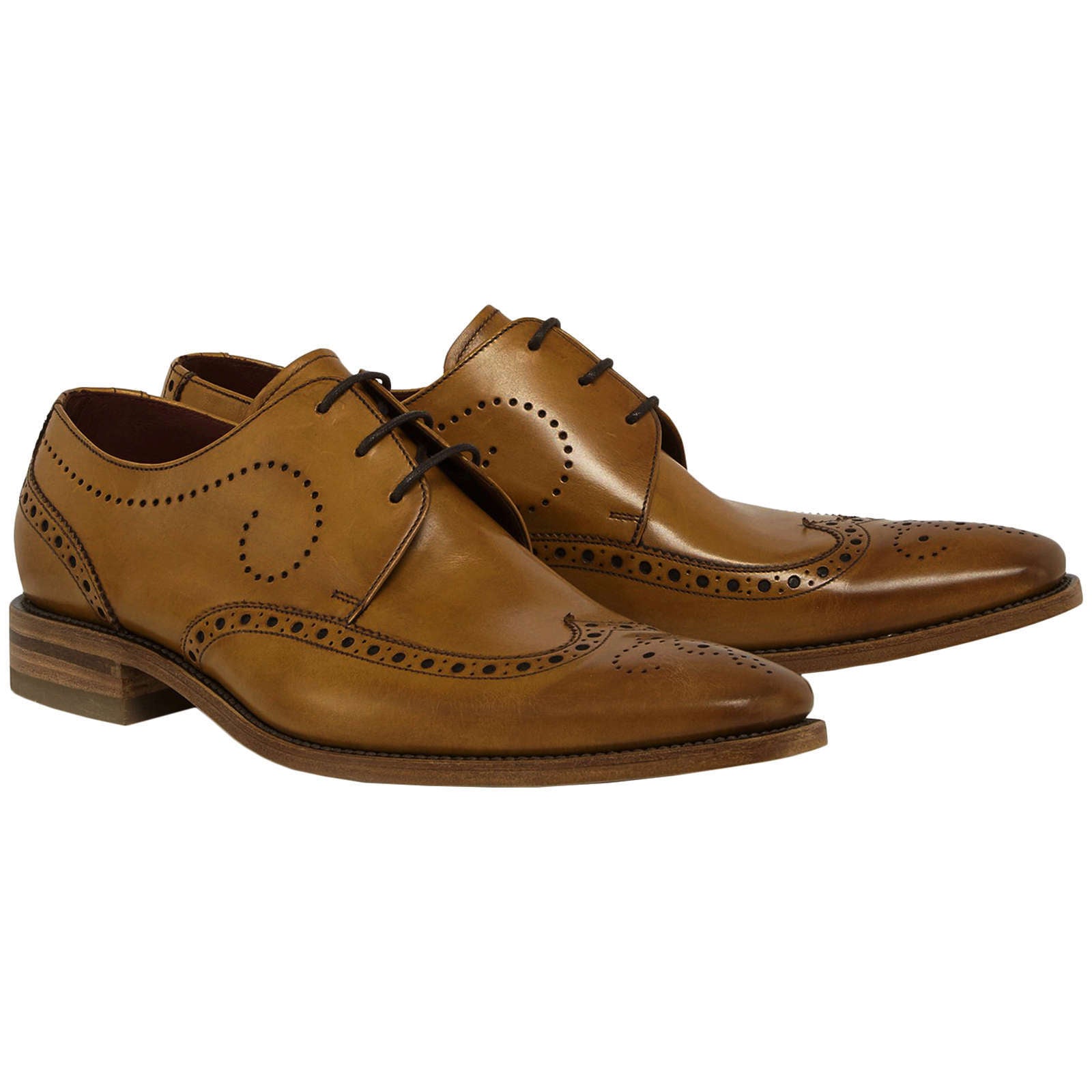 Loake Kruger Polished Leather Men's Brogue Shoes#color_tan