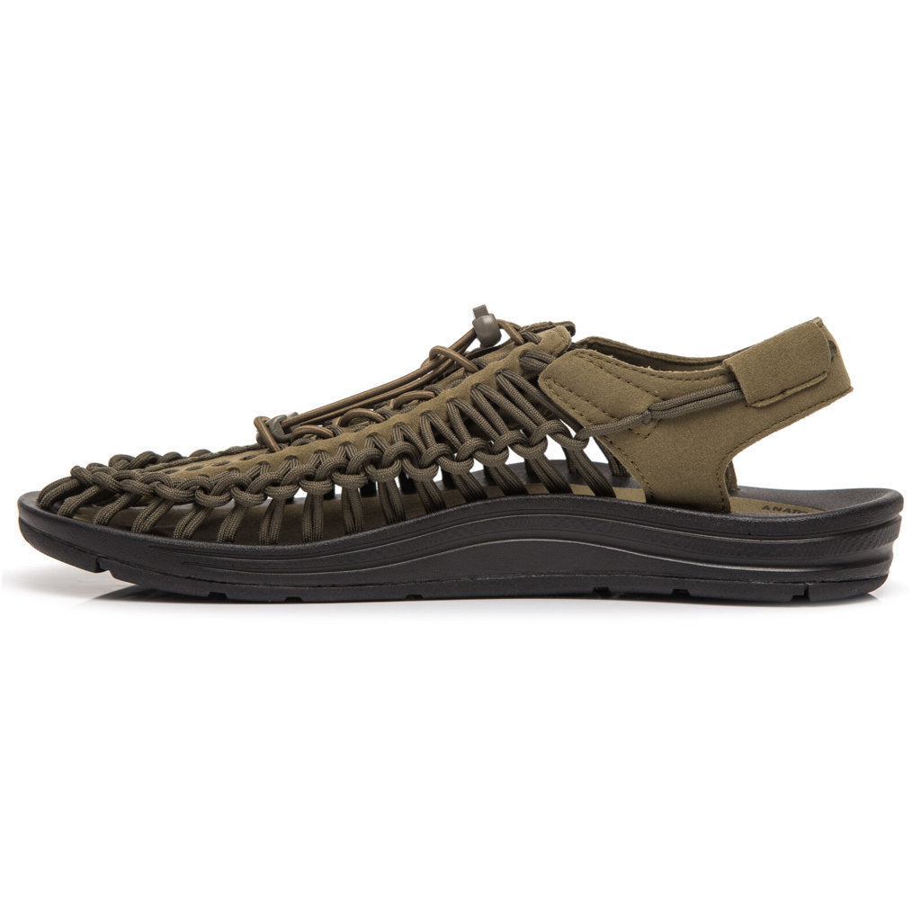 Keen UNEEK Synthetic Textile 2-Cord Monochrome Men's Sandals#color_dark olive black