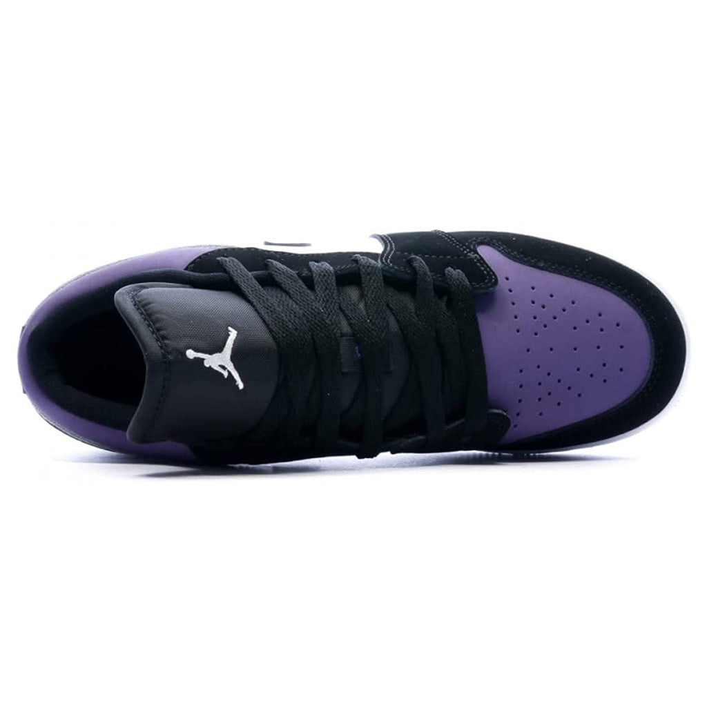 Jordan Air Jordan 1 Low Leather Textile Youth Trainers#color_white black court purple