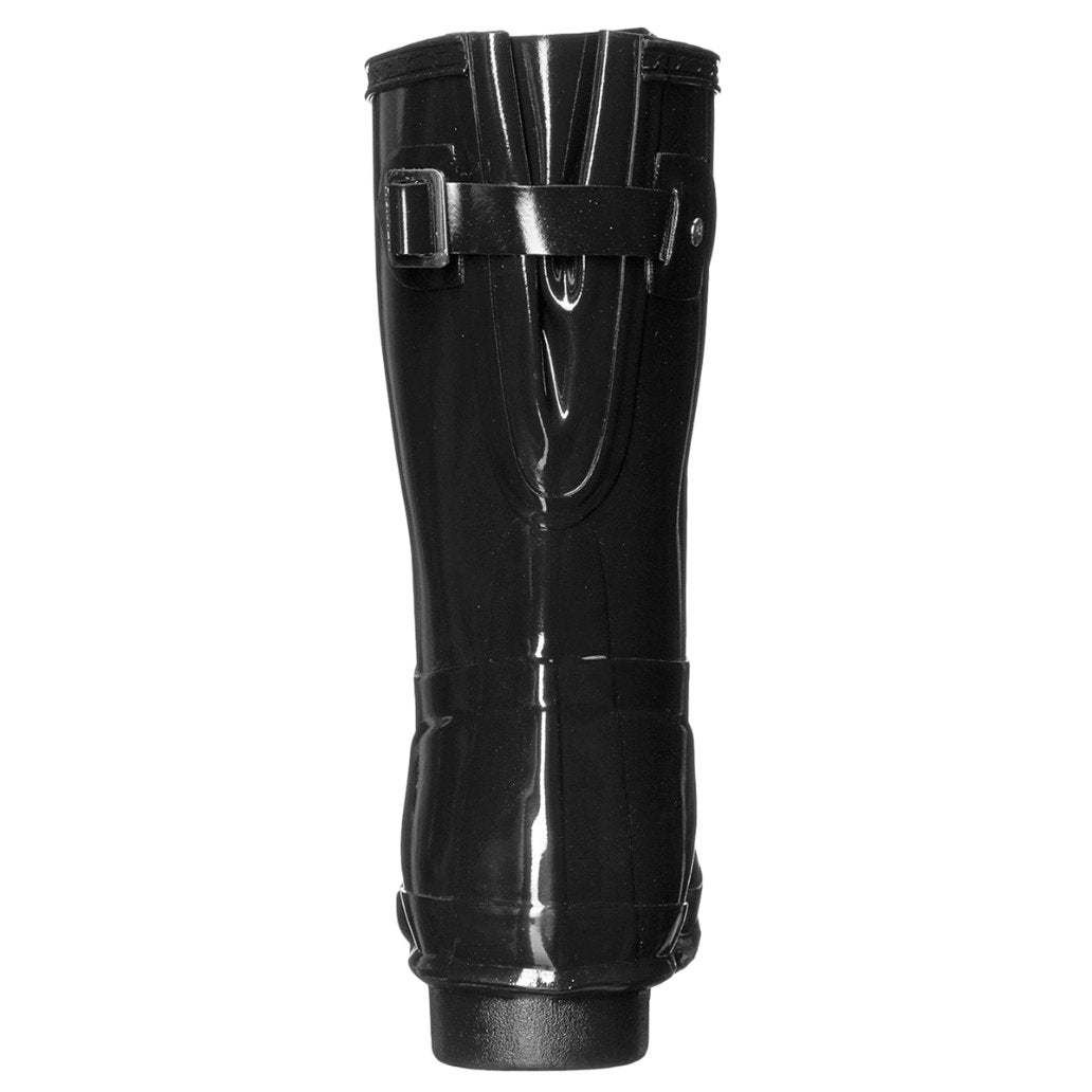 Hunter Original Back Adjustable Short Gloss Rubber Women's Short Wellington Boots#color_black
