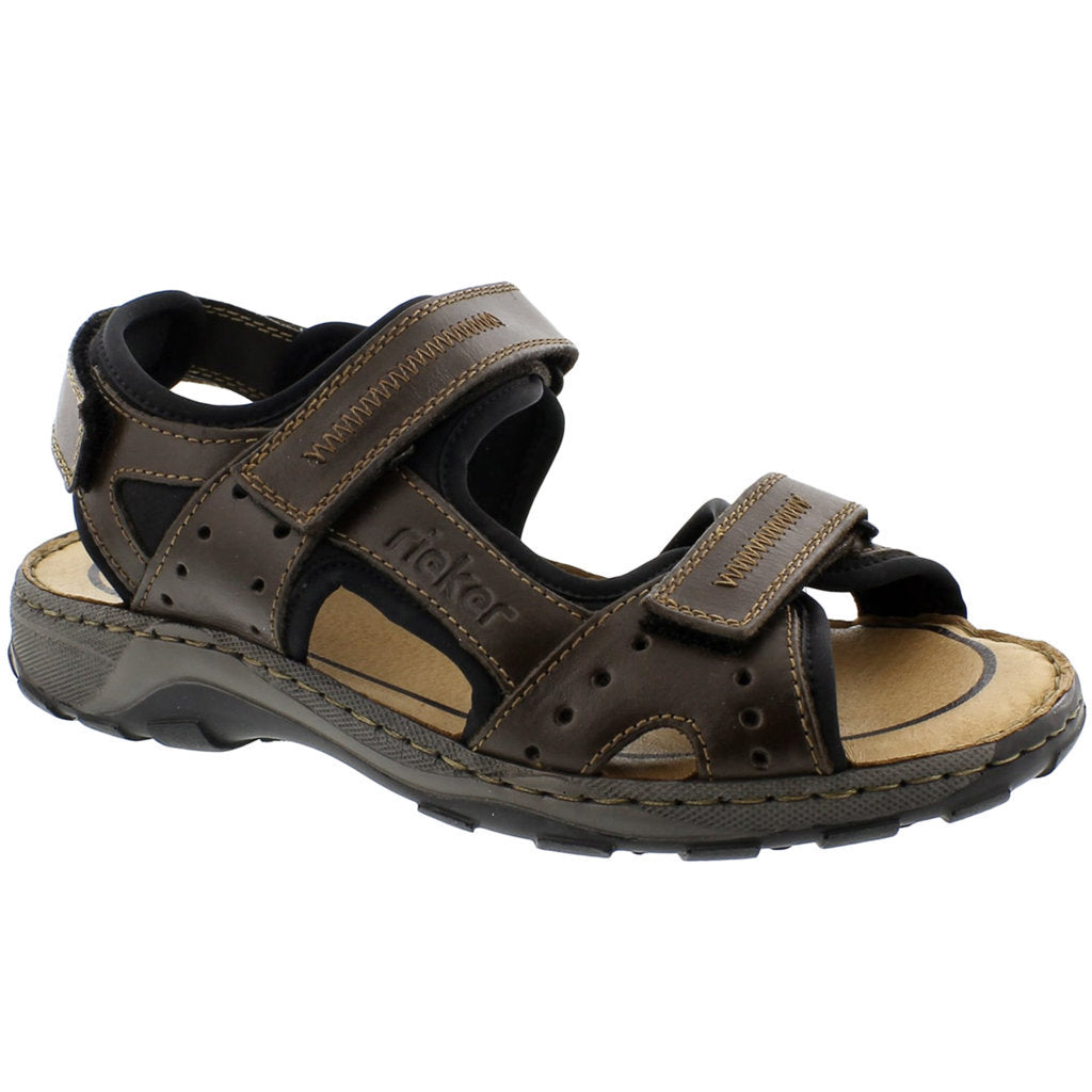 Rieker Christian 26061 Leather Mens Sandals#color_nougat black chestnut