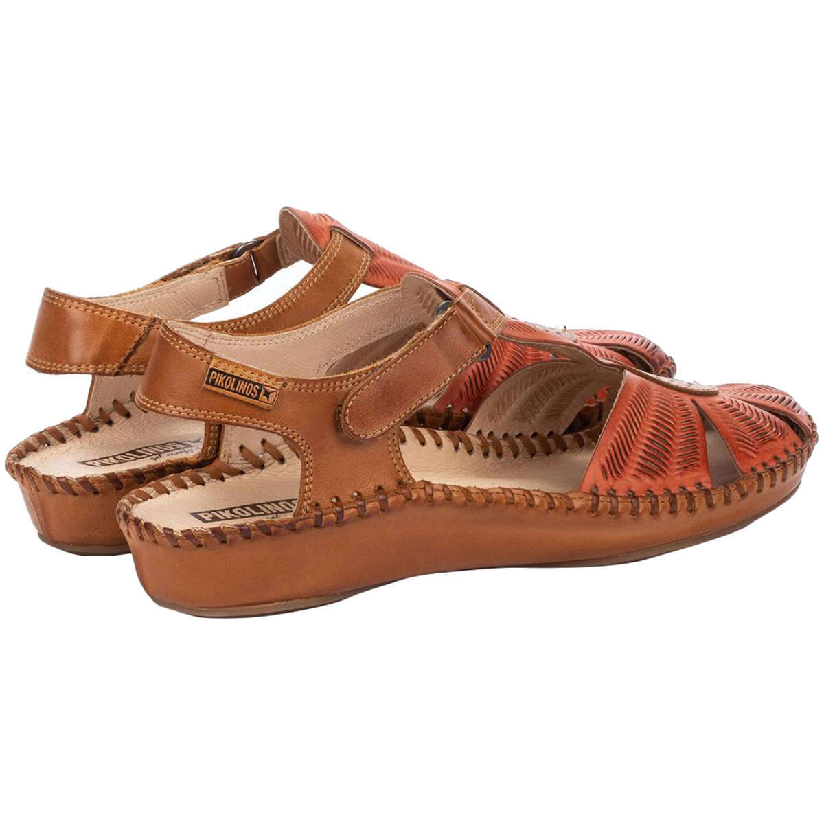 Pikolinos Puerto Vallarta 655-0575 Leather Womens Sandals#color_scarlet