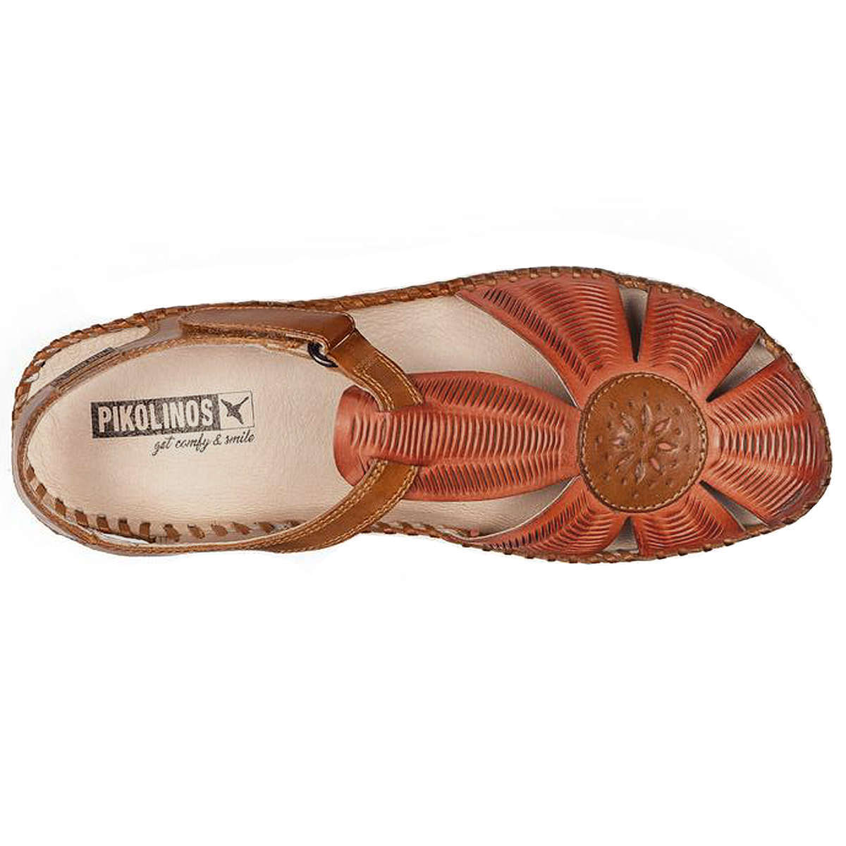 Pikolinos Puerto Vallarta 655-0575 Leather Womens Sandals#color_scarlet