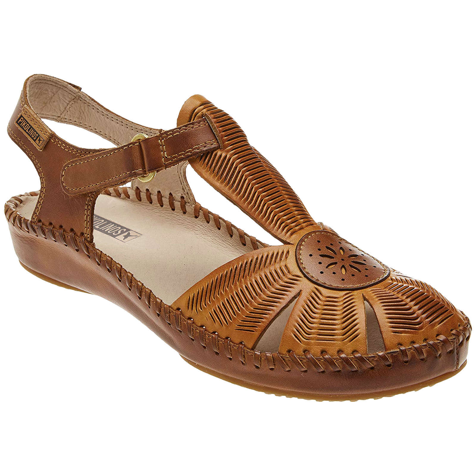 Pikolinos Puerto Vallarta 655-0575 Leather Womens Sandals#color_lava brandy