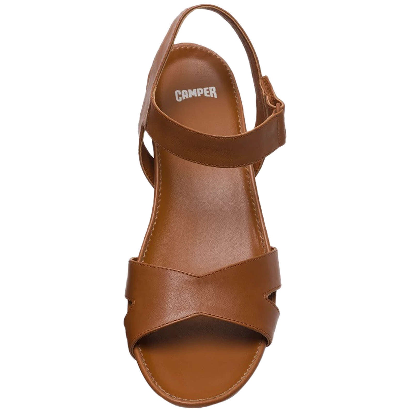 Camper Micro Calfskin Leather Women's Wedge Heel Sandals#color_brown