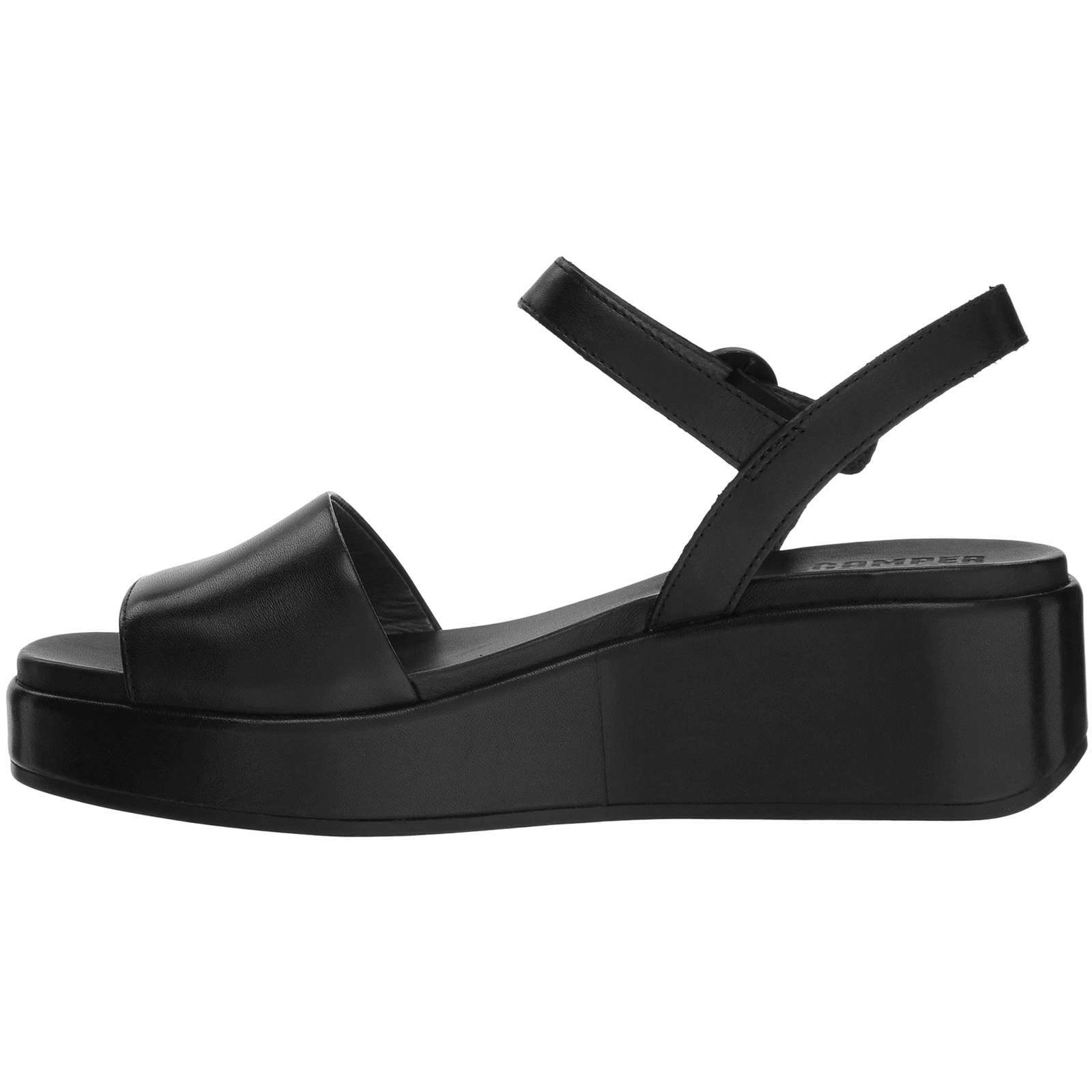 Camper Misia Calfskin Leather Women's Wedge Heel Sandals#color_black