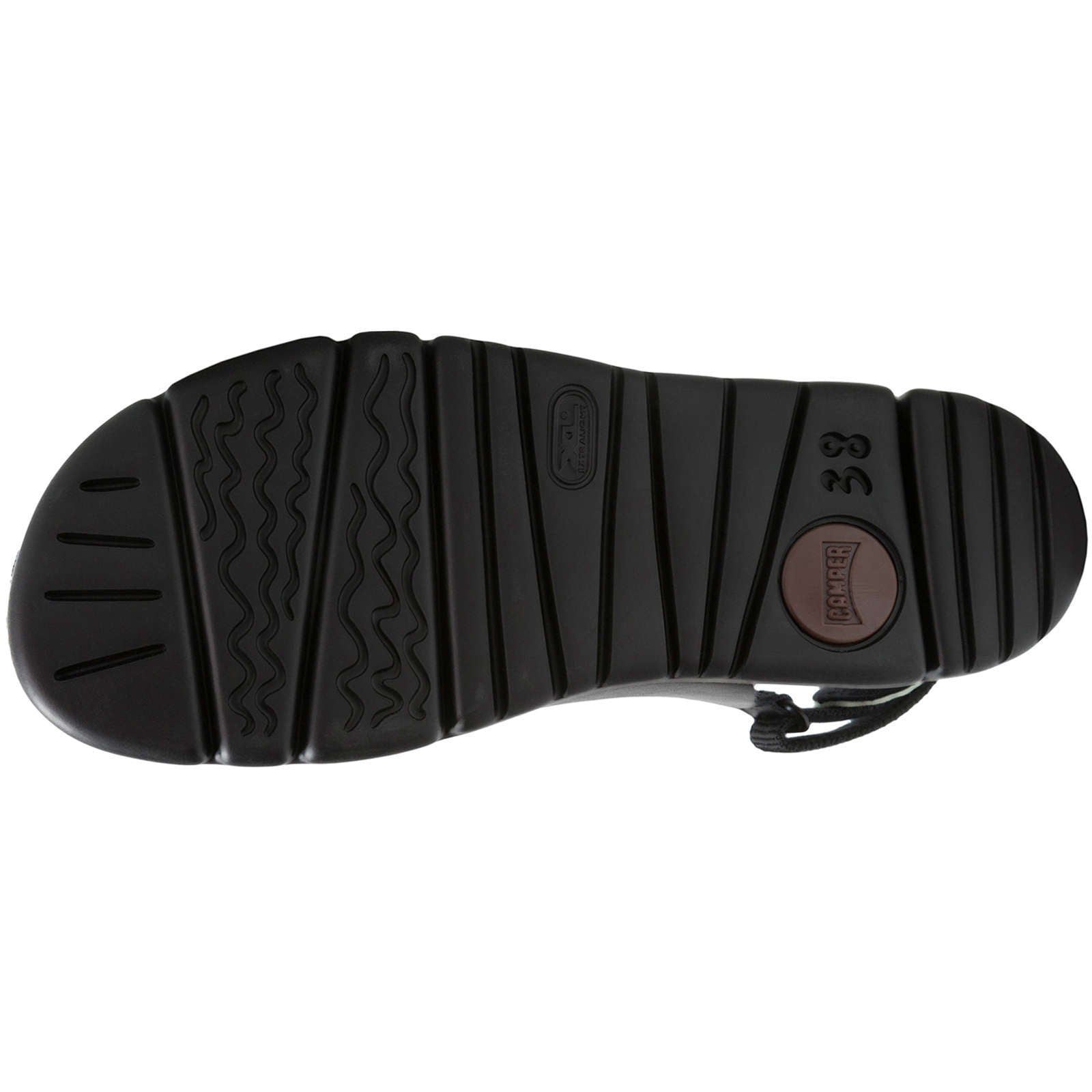 Camper Oruga Calfskin Leather & Textile Women's Open-Toe Sandals#color_black