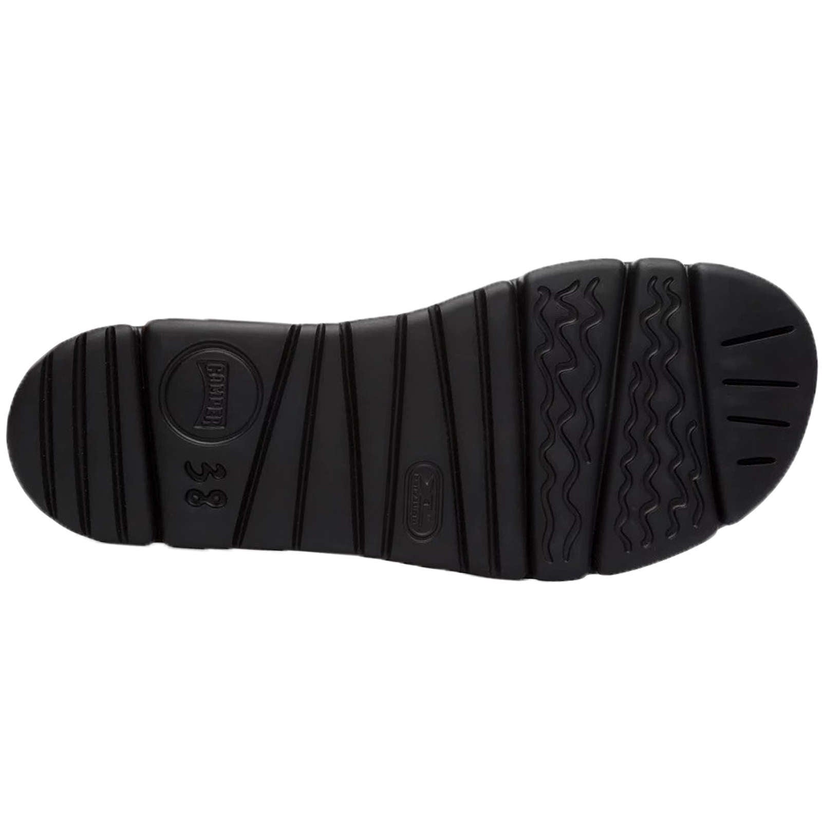 Camper Oruga Calfskin Leather & Textile Women's Open-Toe Sandals#color_black gold