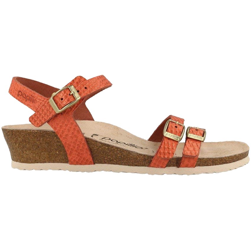 Birkenstock Papillio Lana Leather Women's Wedge Sandals#color_coral