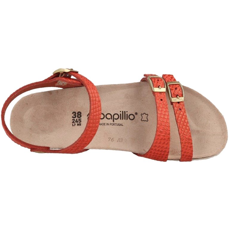 Birkenstock Papillio Lana Leather Women's Wedge Sandals#color_coral