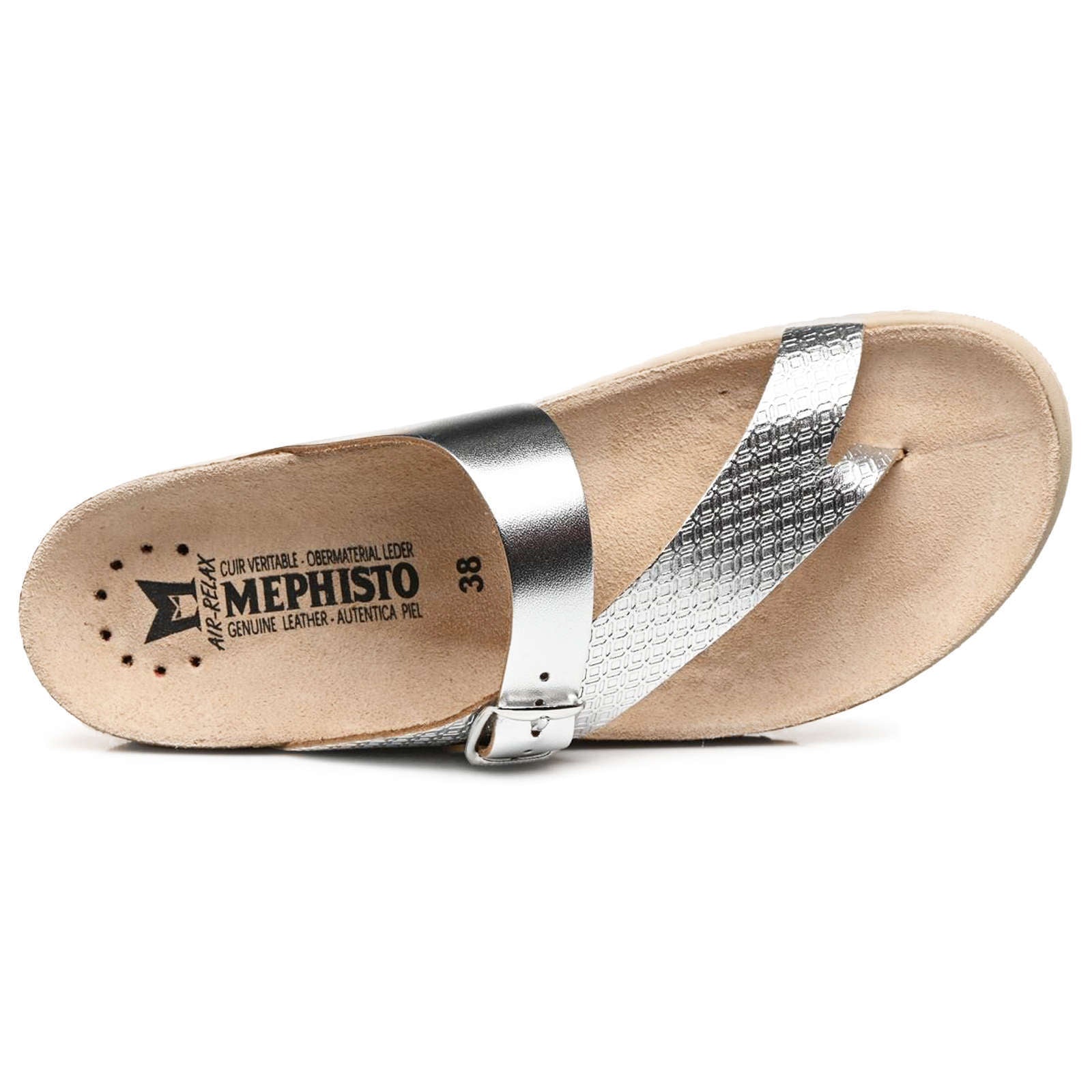 Mephisto Helen Mix Metallic Leather Womens Sandals#color_silver