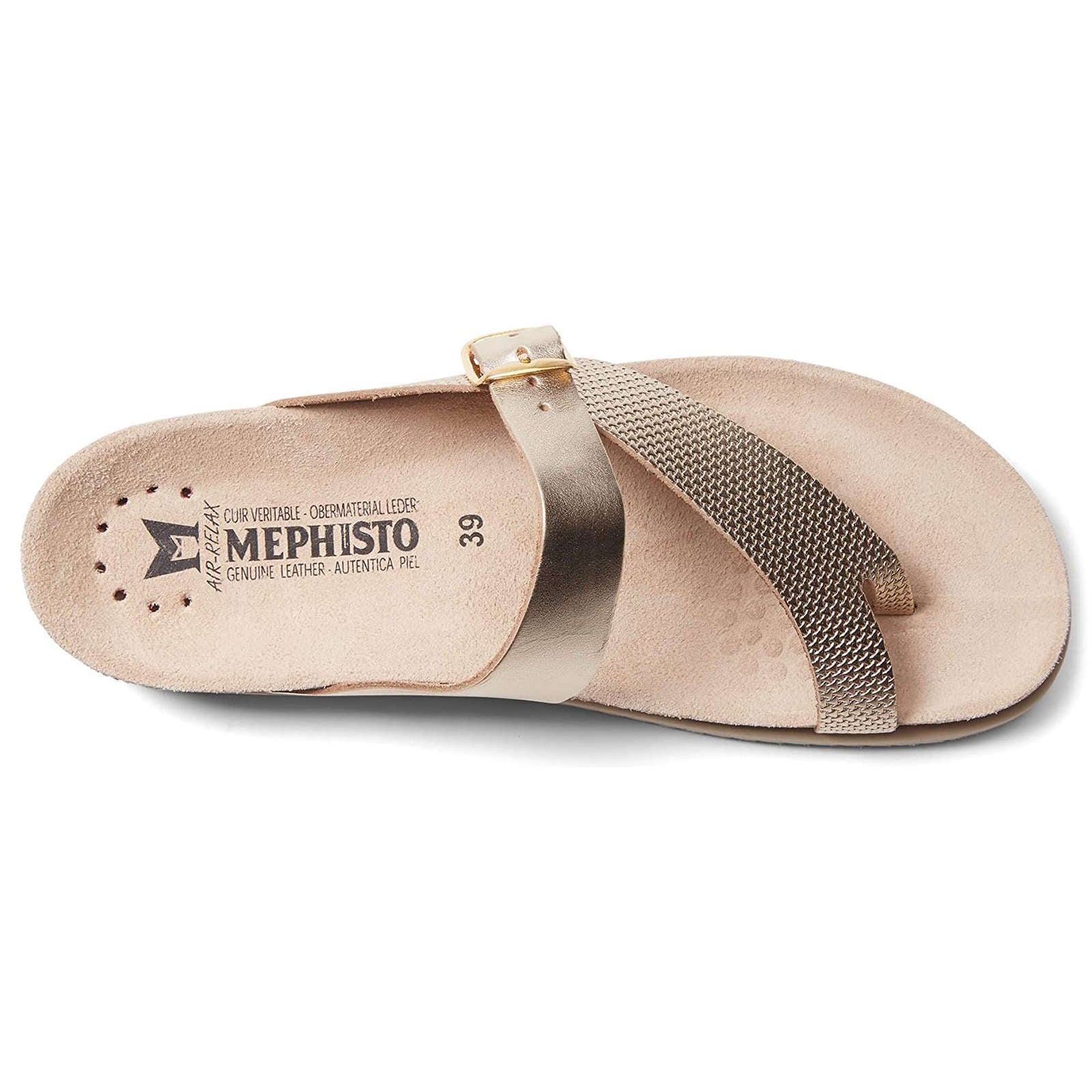 Mephisto Helen Mix Metallic Leather Womens Sandals#color_gold