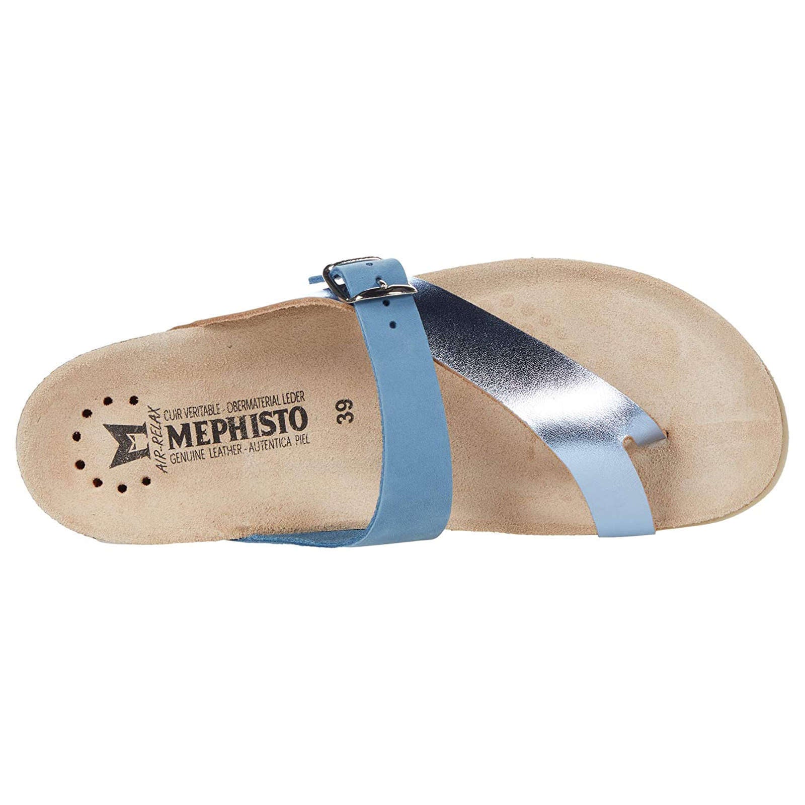 Mephisto Helen Mix Metallic Leather Womens Sandals#color_sky blue