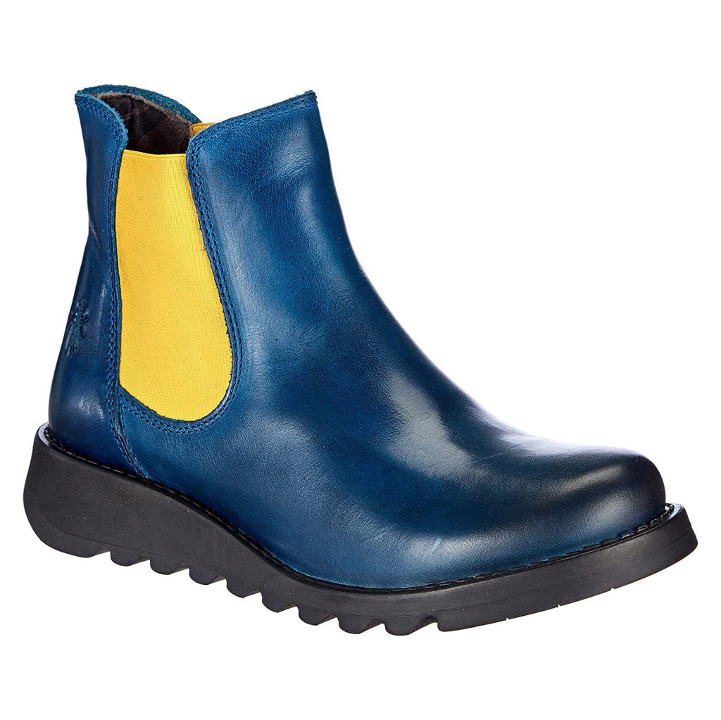 Fly London SALV Rug Leather Womens Boots#color_royal blue mustard elastic