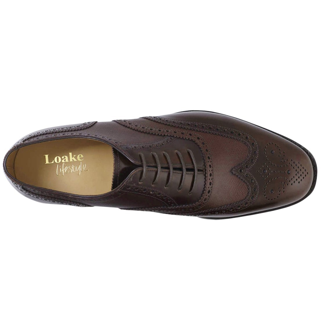 Loake Lowick Combined Leather Men's Brogue Shoes#color_dark brown
