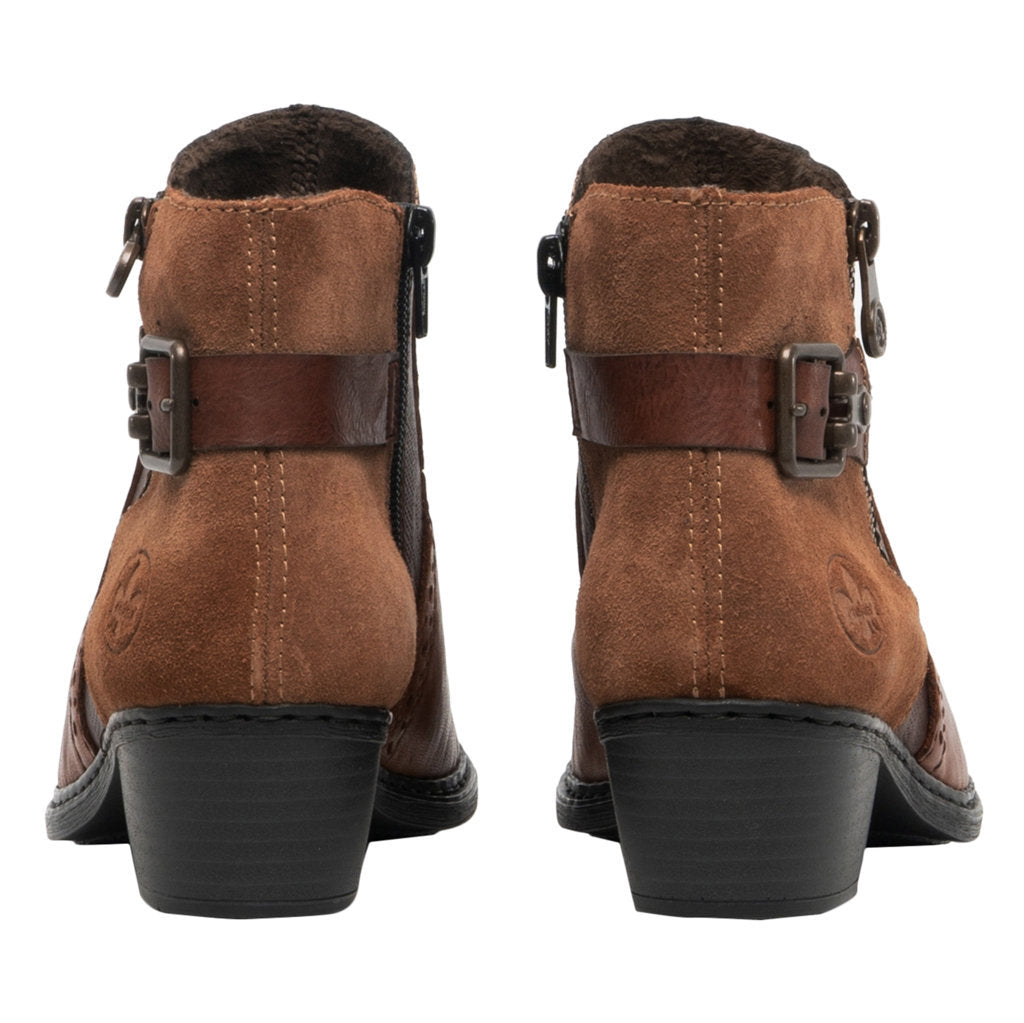 Rieker Aurelia 75585 Leather Womens Boots#color_muskat brandy