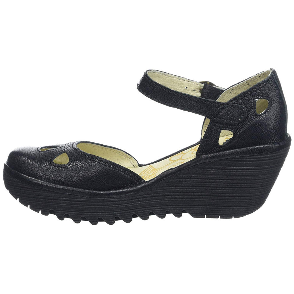 Fly London YUNA Mousse Leather Womens Sandals#color_black
