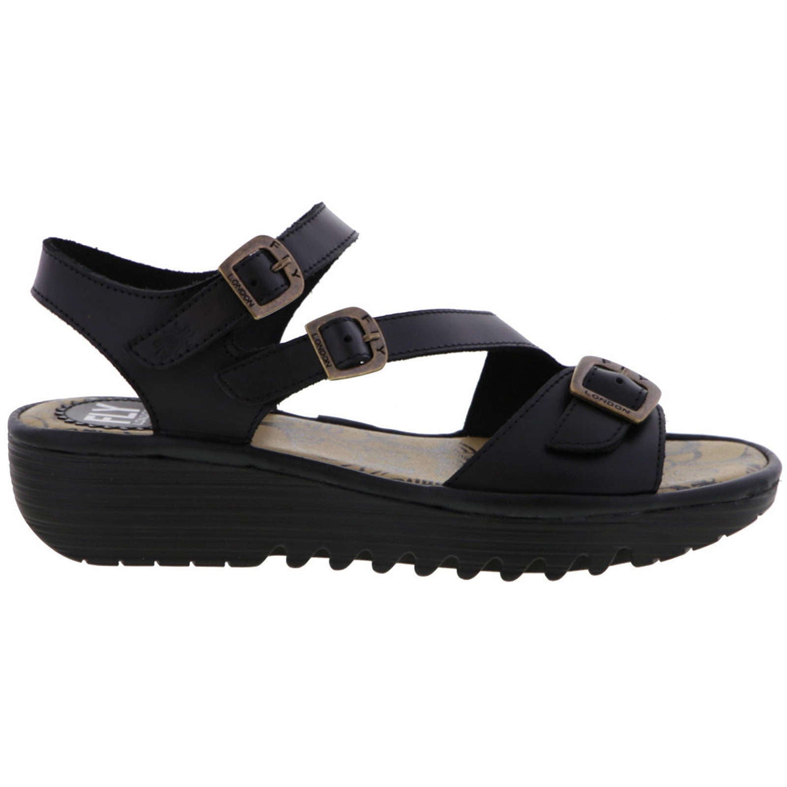 Fly London ELIT141FLY Leather Womens Sandals#color_black