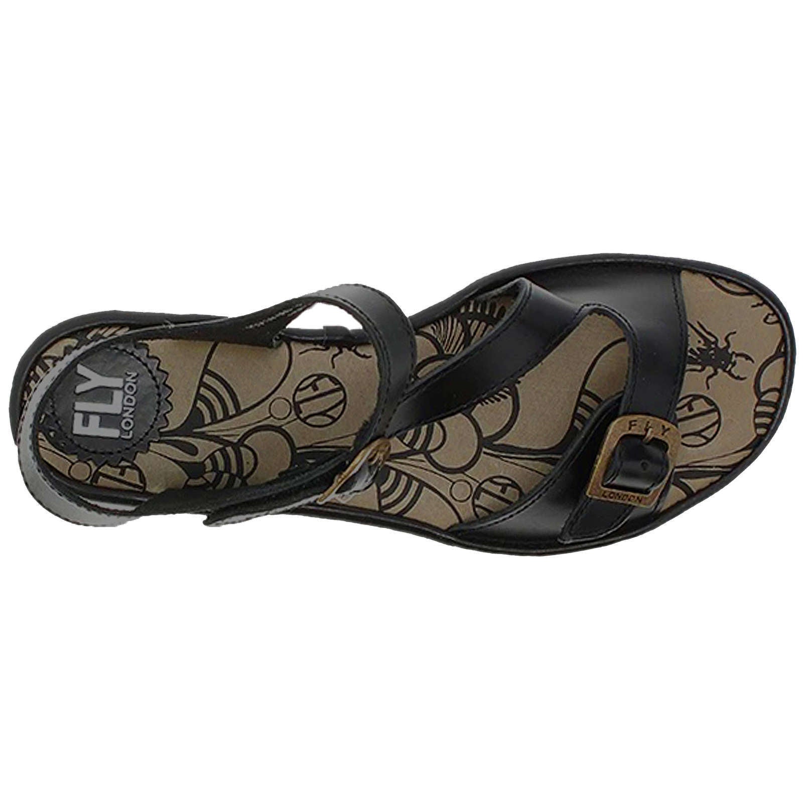 Fly London ELIT141FLY Leather Womens Sandals#color_black