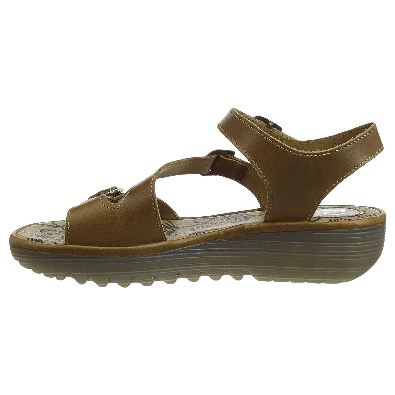 Fly London ELIT141FLY Leather Womens Sandals#color_camel