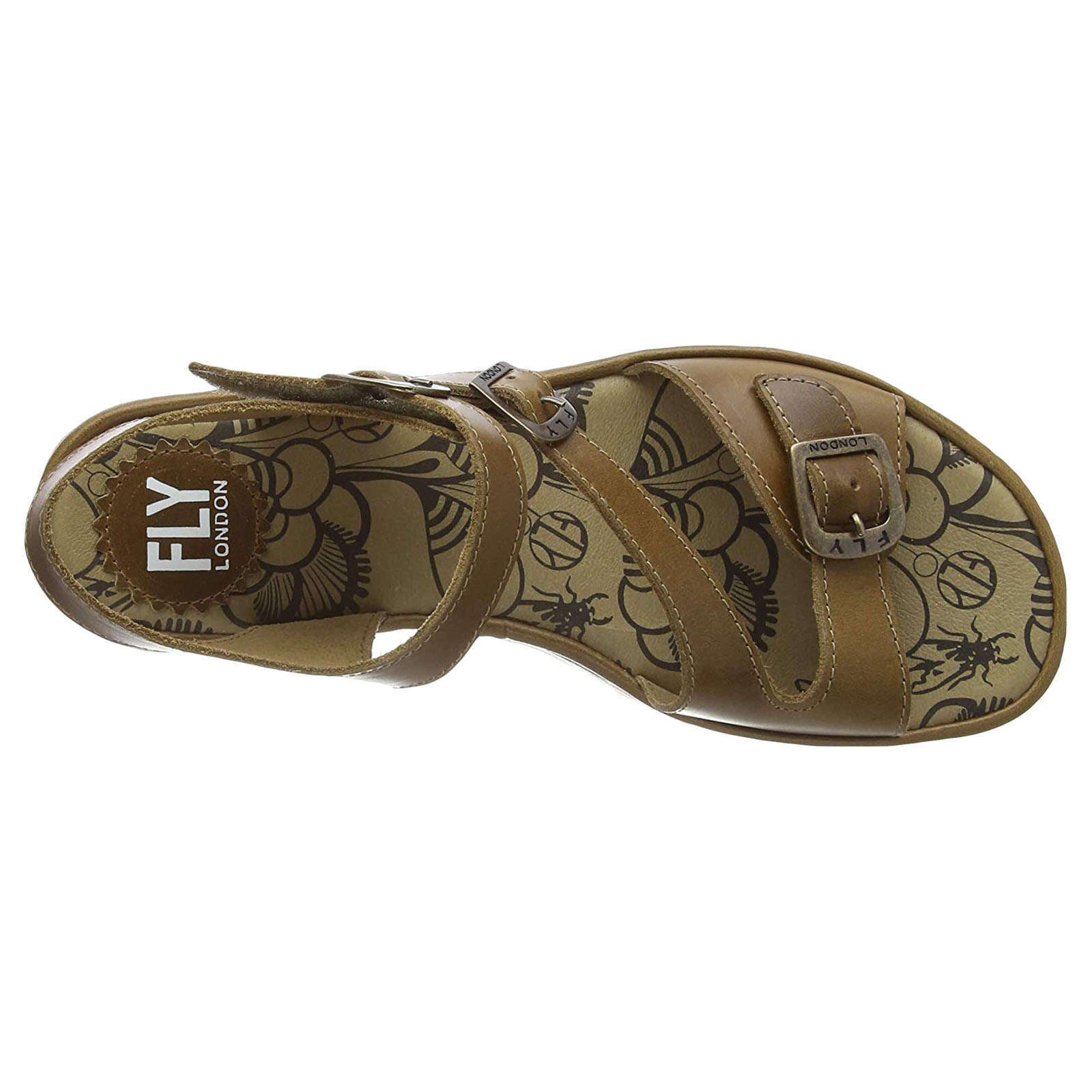 Fly London ELIT141FLY Leather Womens Sandals#color_camel