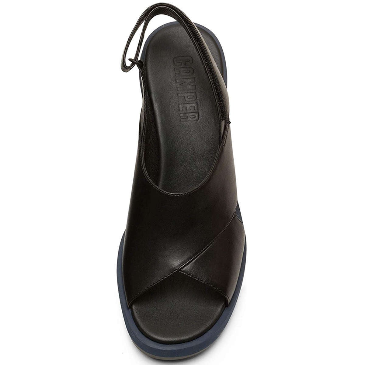 Camper Kyra Calfskin Leather Women's Wedge Heel Sandals#color_black