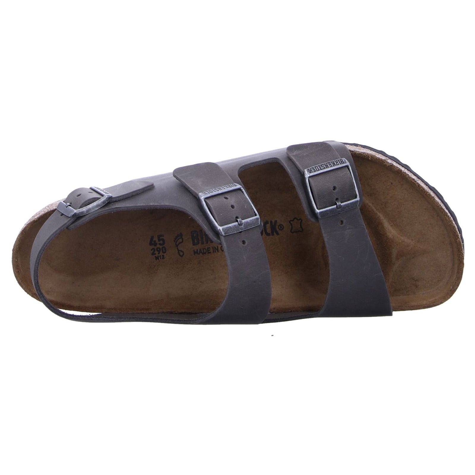 Birkenstock Milano BS Oiled Nubuck Unisex Slip-on Sandals#color_iron