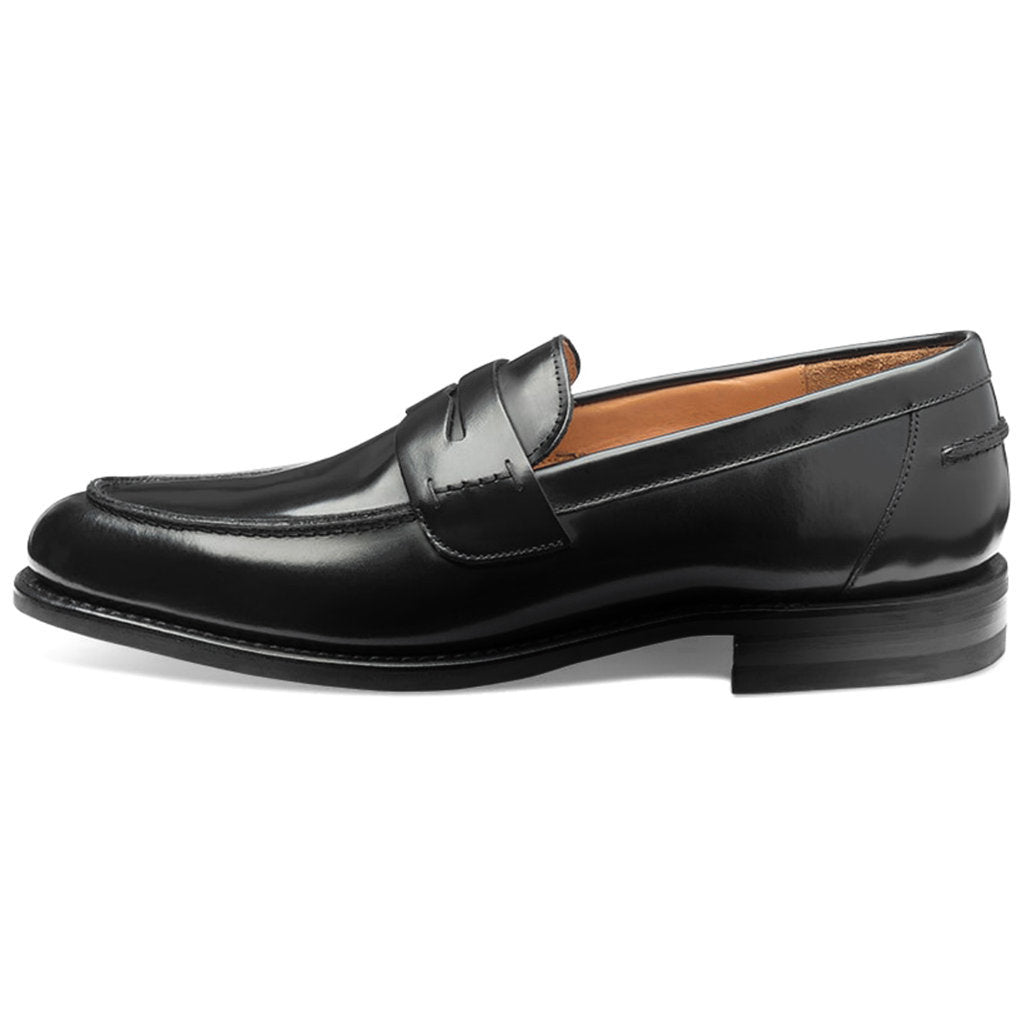 Loake 356 Polished Leather Men's Saddle Slip-on Loafer Shoes#color_black