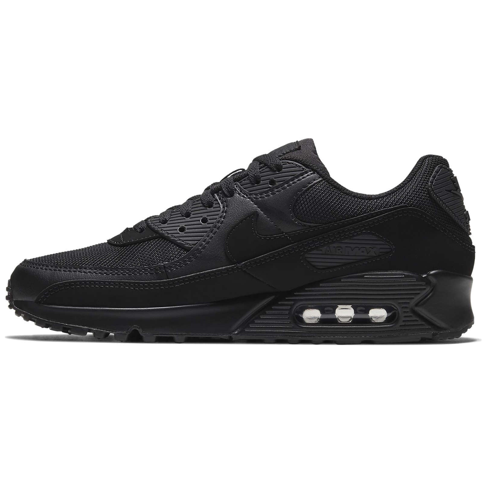 Nike Air Max 90 Textile Leather Men's Low-Top Trainers#color_black