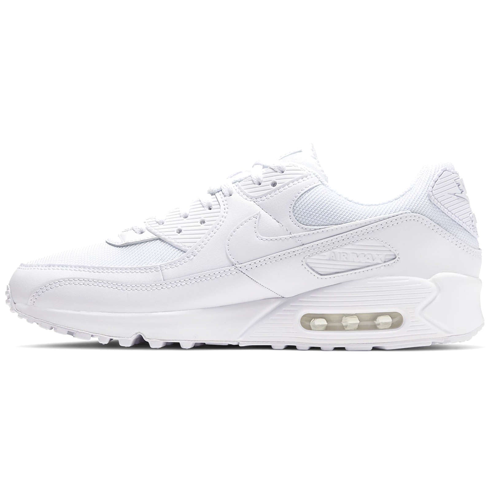 Nike Air Max 90 Textile Leather Men's Low-Top Trainers#color_white wolf grey