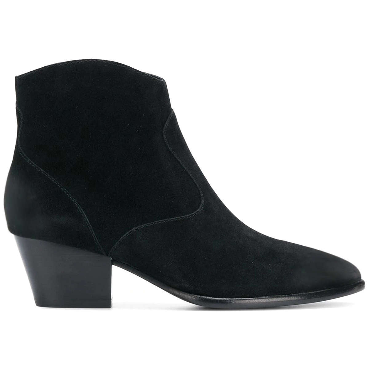 Ash Heidi Bis Suede Leather Women's Heeled Ankle Boots#color_black