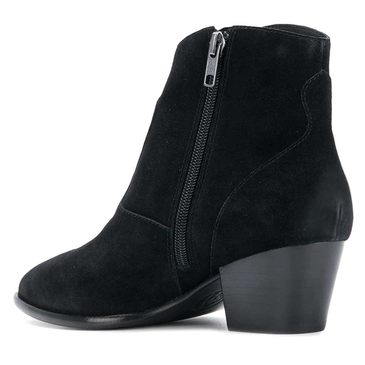 Ash Heidi Bis Suede Leather Women's Heeled Ankle Boots#color_black