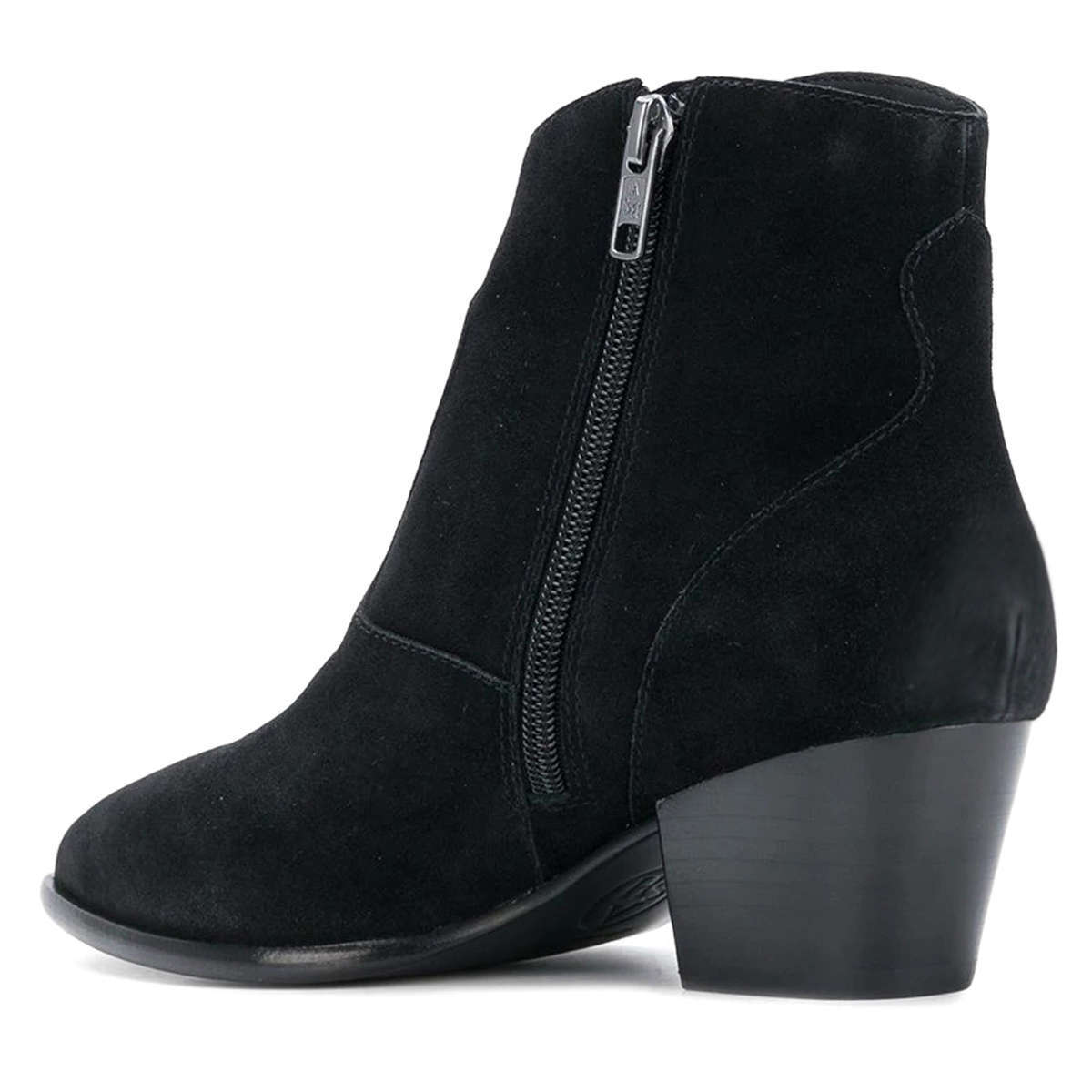 Ash Heidi Bis Suede Leather Women's Heeled Ankle Boots#color_black