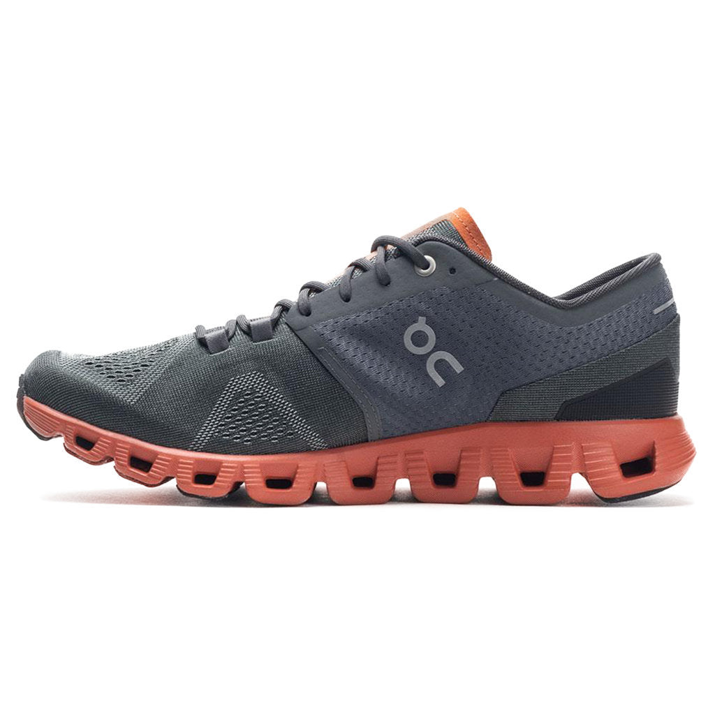 On Running Cloud X Synthetic Textile Mens Trainers#color_rust rock