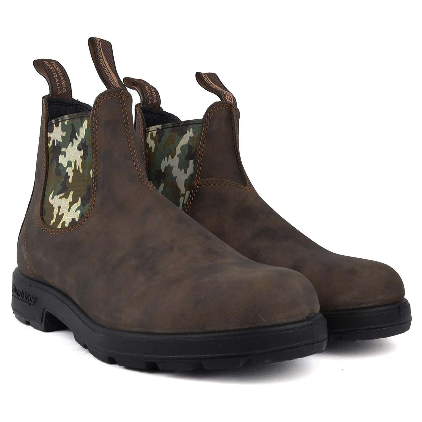 Blundstone 1612 Water-Resistant Leather Unisex Chelsea Boots#color_rustic brown camo