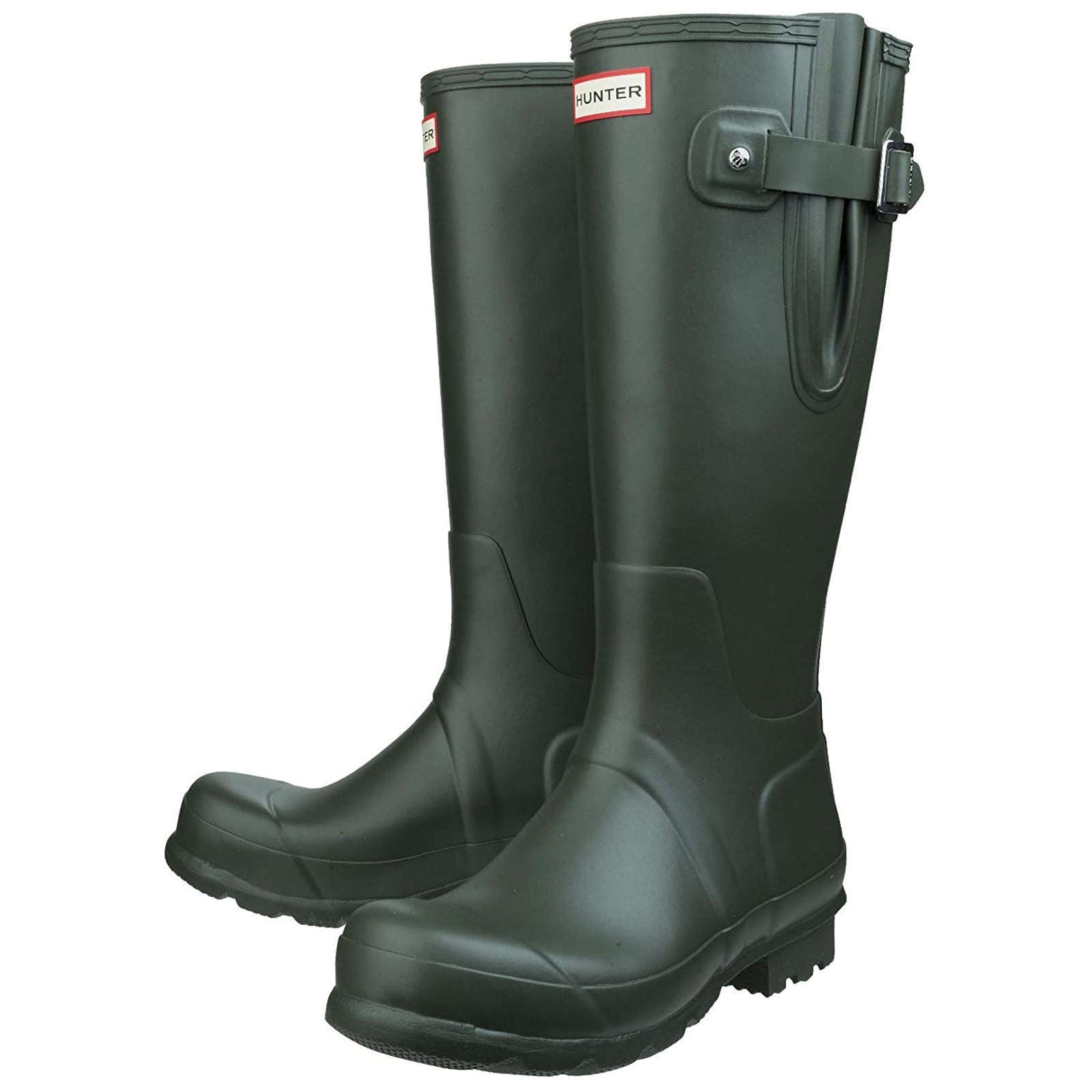 Hunter Original Side Adjustable Rubber Men's Tall Wellington Boots#color_dark olive