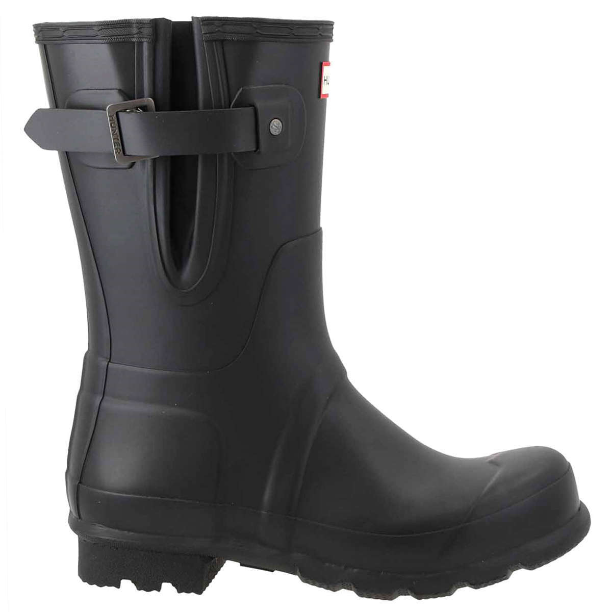 Hunter Original Side Adjustable Rubber Men's Short Wellington Boots#color_black