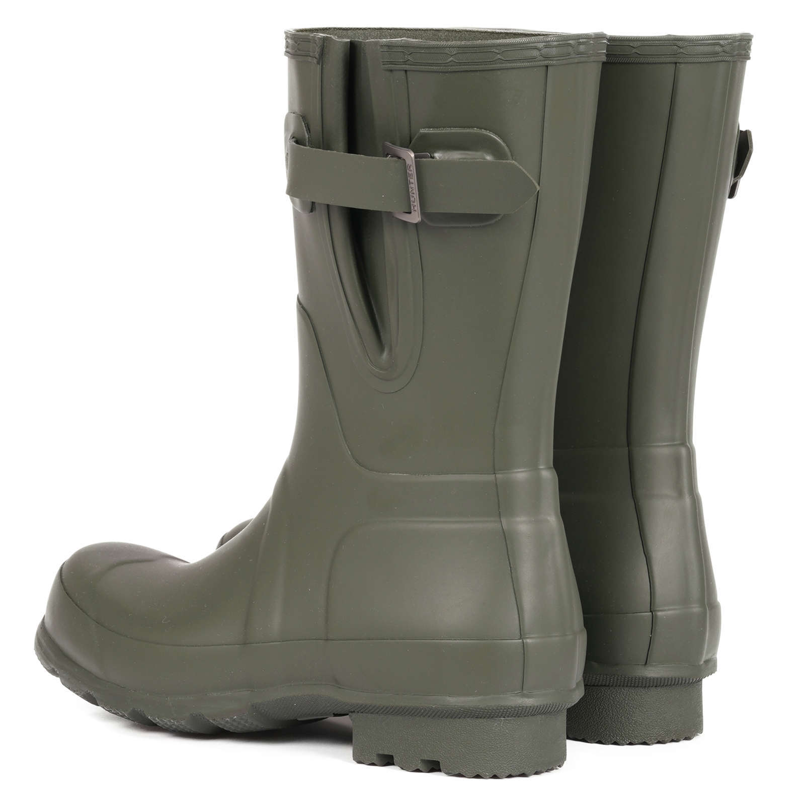 Hunter Original Side Adjustable Rubber Men's Short Wellington Boots#color_dark olive